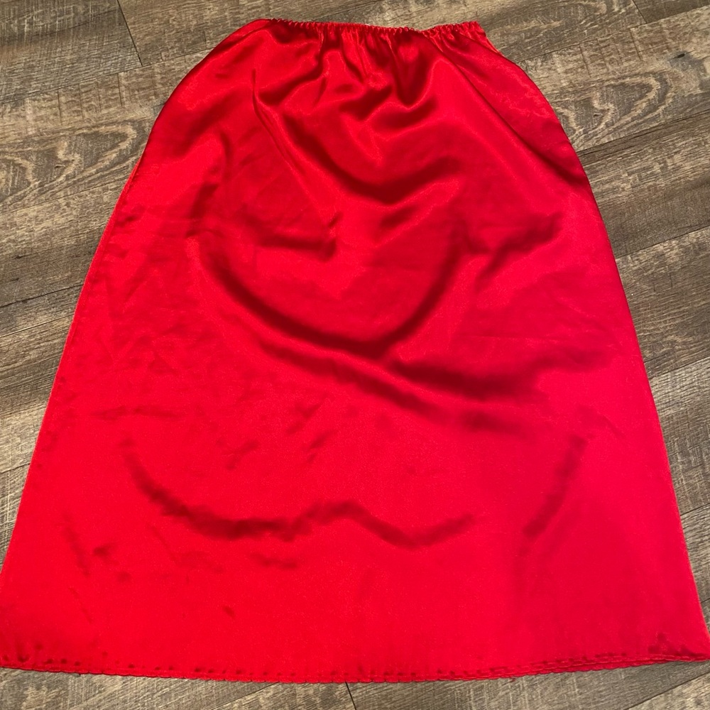 Red Satin Slip Skirt